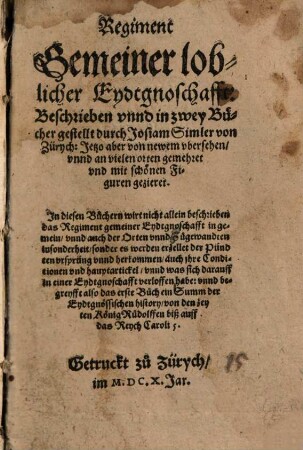 Regiment gemeiner loblicher Eydtgnoschafft