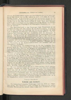 Vierter Abschnitt. Kolonie und Ausland.
