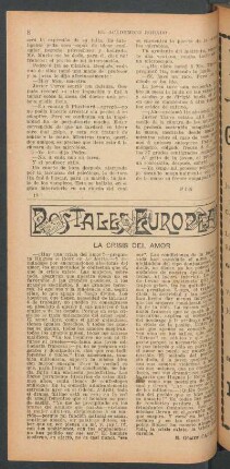 La crisis del amor : Postales europeas