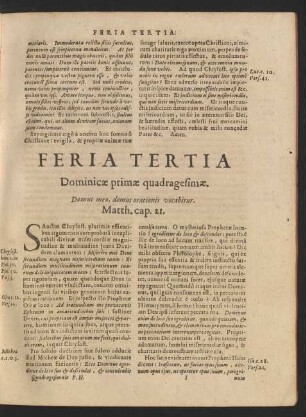 Feria Tertia Dominicae primae quadragesimae.