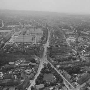 Jacobsenviertel in Erfurt-Ilversgehofen : Blickrichtung Süden zum Neubaugebiet Johannesplatz