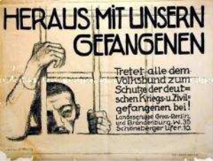 Plakat des Volksbundes zum Schutze der deutschen Kriegs- und Zivilgefangenen