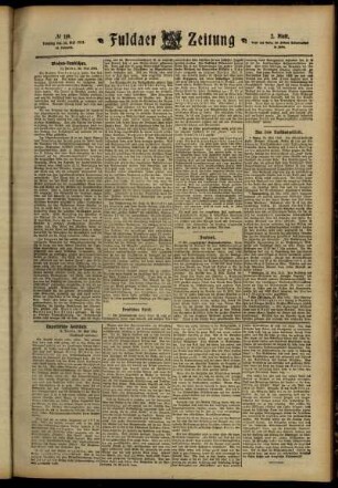 Zweite Ausgabe vom Samstag, den 25. Mai 1912.
