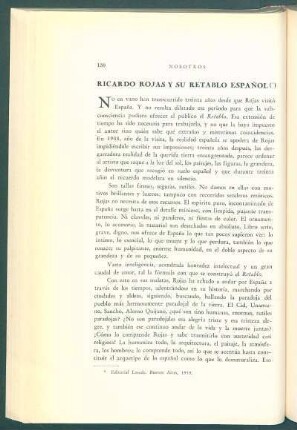 Ricardo Rojas y su retablo español
