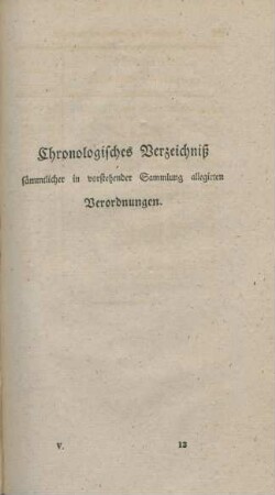 Chronologisches Verzeichniß sämmtlicher in vorstehender Sammlung allegirten Verordnungen