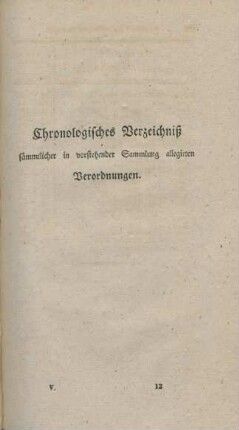 Chronologisches Verzeichniß sämmtlicher in vorstehender Sammlung allegirten Verordnungen