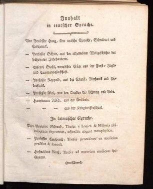 Innhalt in teutscher Sprache.