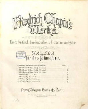 Friedrich Chopin's Werke. 9, Walzer für das Pianoforte