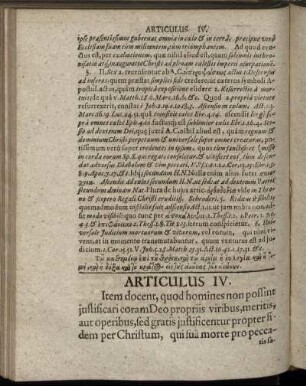 Articulus IV. De Justificatione Hominis Peccatoris Coram Deo.
