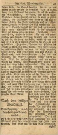Nach dem heiligen Abendmahl