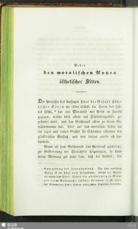 Ueber den moralischen Nutzen ästhetischer Sitten