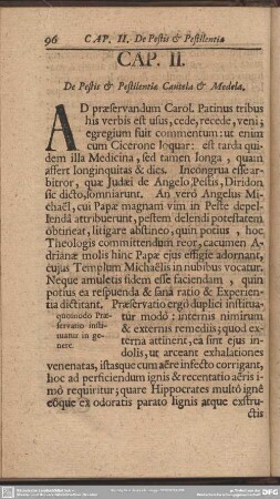Cap. II. De Pestis & Pestilentiae Cautela & Medela