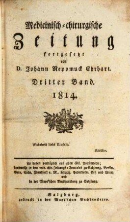 Medicinisch-chirurgische Zeitung. 1814, 3