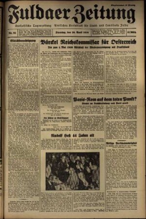Ausgabe vom Dienstag, den 26. April 1938.
