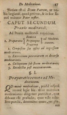 Caput secundum. Praxis meditandi.