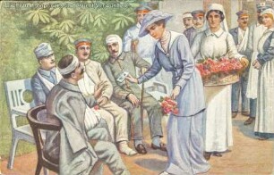 Die Frau Kronprinzessin besucht Verwundete.