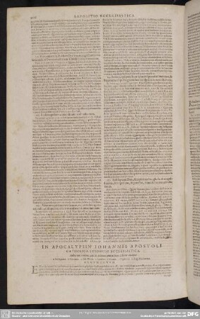 In Apocalypsin Johannis Apostoli Catholica Expositio Ecclesiastica