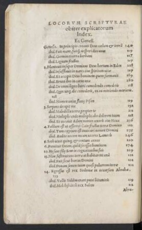 Locorum Scripturae obiter explicatorum Index.