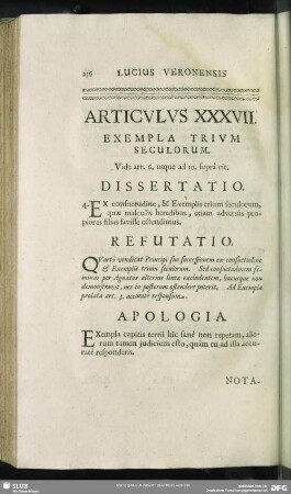 Articulus XXXVII. Exempla Trium Seculorum