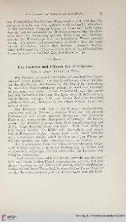 Das Lackiren und Glänzen der Lichtdrucke