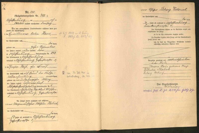 Standesamtsbuch der Stadt Aschaffenburg: Eheschließungen 252/1930 - 130/1931
