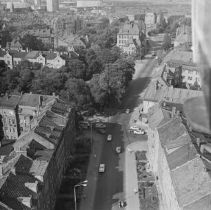 Kreuzung Schlüter- und Moritzstraße in der Erfurter Altstadt : Blickrichtung Nordosten