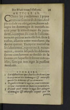Article LX - LXIX