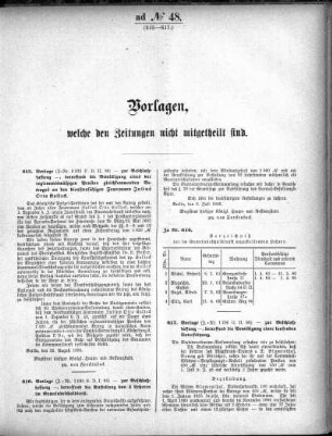 Anlage: ad No.48 (615-617), Vorlagen, welche den Zeitungen nicht mitgeteilt sind