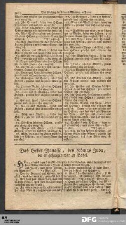 Das Gebet Manasse, des Königs Juda, da er gefangen war zu Babel.