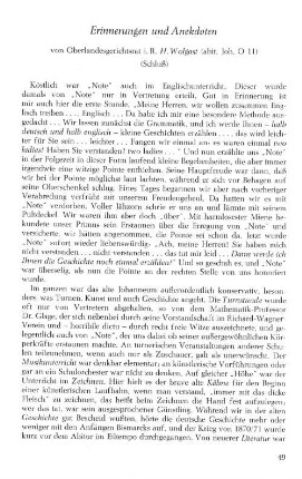 Erinnerungen und Anekdoten