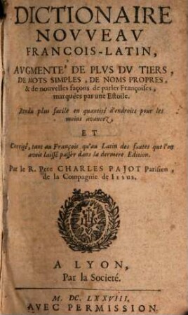 Dictionaire François-Latin