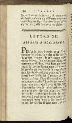Lettre XII. Aspasie a Alcibiade. - Lettre XIII. Alcibiade a Axiochus.