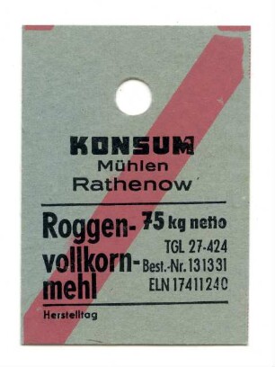 Konsum Mühlen Rathenow Roggenvollkornmehl