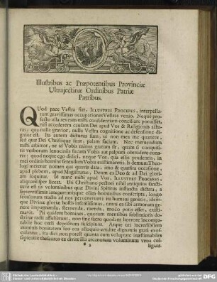 Illustribus ac Praepotentibus Provinciae Ultraiectinae Ordinibus Patriae Patribus