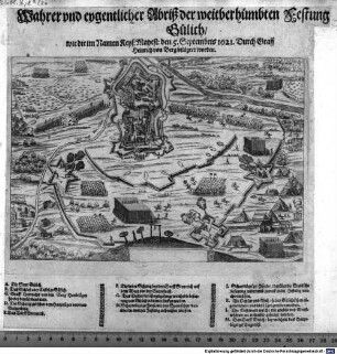 Wahrer und eygentlicher Abriß der weiberhümbten Festung Gülich wie die im Namen Keys: Mayest: den 5. Septembris 1621. Durch Graff Heinrich von Berg belägert worden
