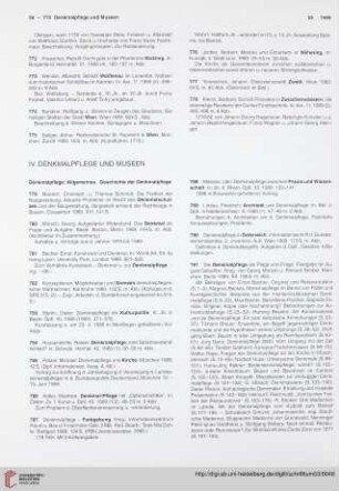 IV. Denkmalpflege und Museen