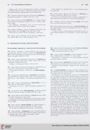 IV. Denkmalpflege und Museen