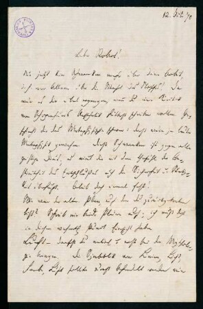 Brief vom 12. Juli 1870