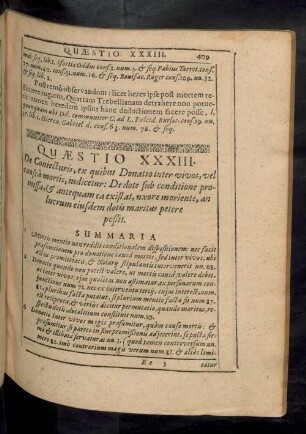 Quaestio XXXIII. De Coniecturis, ex quibus Donatto inter vivos, vel causa mortis, indicetur ...