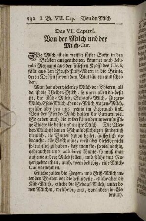 Das VII. Capitel. Von der Milch und der Milch-Cur.