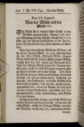 Das VII. Capitel. Von der Milch und der Milch-Cur.