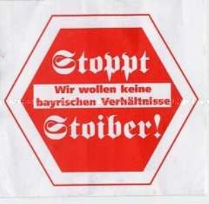 Aufkleber zur Bundestagswahl 2002 gegen den CDU-Spitzenkandidaten Stoiber