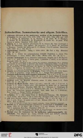 Zeitschriften, Sammelwerke und allgem. Schriften (Nr. 1-164)