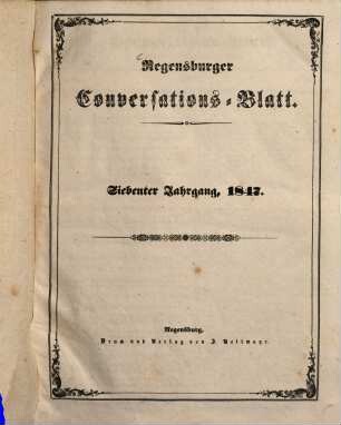 Regensburger Conversations-Blatt, 1847
