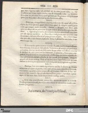 Axiomata, de Principio Essendi.
