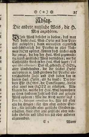 Absatz. Die andere nutzliche Weis, die H. Meß anzuhören.