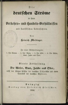 4: Die Weser, Ems, Jahde und Oder nebst den übrigen Flüssen der deutschen Ostseeküste und einem Überblick der deutschen Rhederei