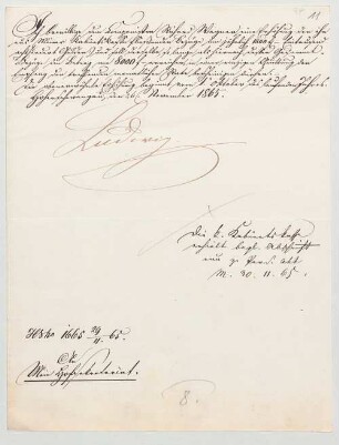 Ludwig II. von Bayern (1845 - 1886) Autographen: Brief von Ludwig II. an das Bayerische Hofsekretariat - BSB Autogr.Cim. Ludwig .94