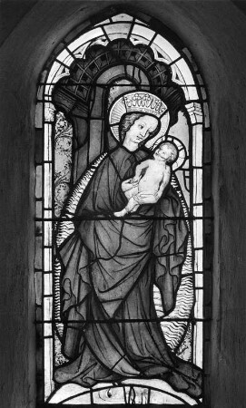 Glasfenster mit Madonna : Glasfenster mit Madonna. Glasmalerei (um 1420/1430). Maria Wörth, Winterkirche