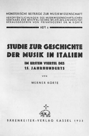 Studie zur Geschichte der Musik in Italien im ersten Viertel des 15. Jahrhunderts